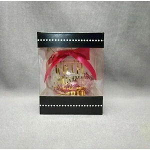 Christmas Ornament 3.5" Glass Ball - Charming Charlie White Christmas / Red Wine